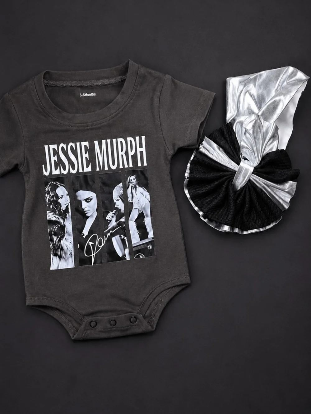 Black Baby Bodysuit with Metallic Headwrap - Kids Accessories